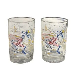 Disney World 25th Anniversary Remember The Magic Goofy Water Park Glasses Set 2